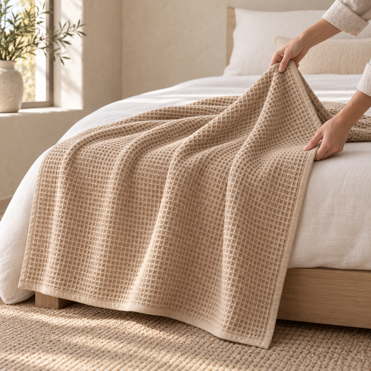 Halcyon Waffle Throw lifestyle view