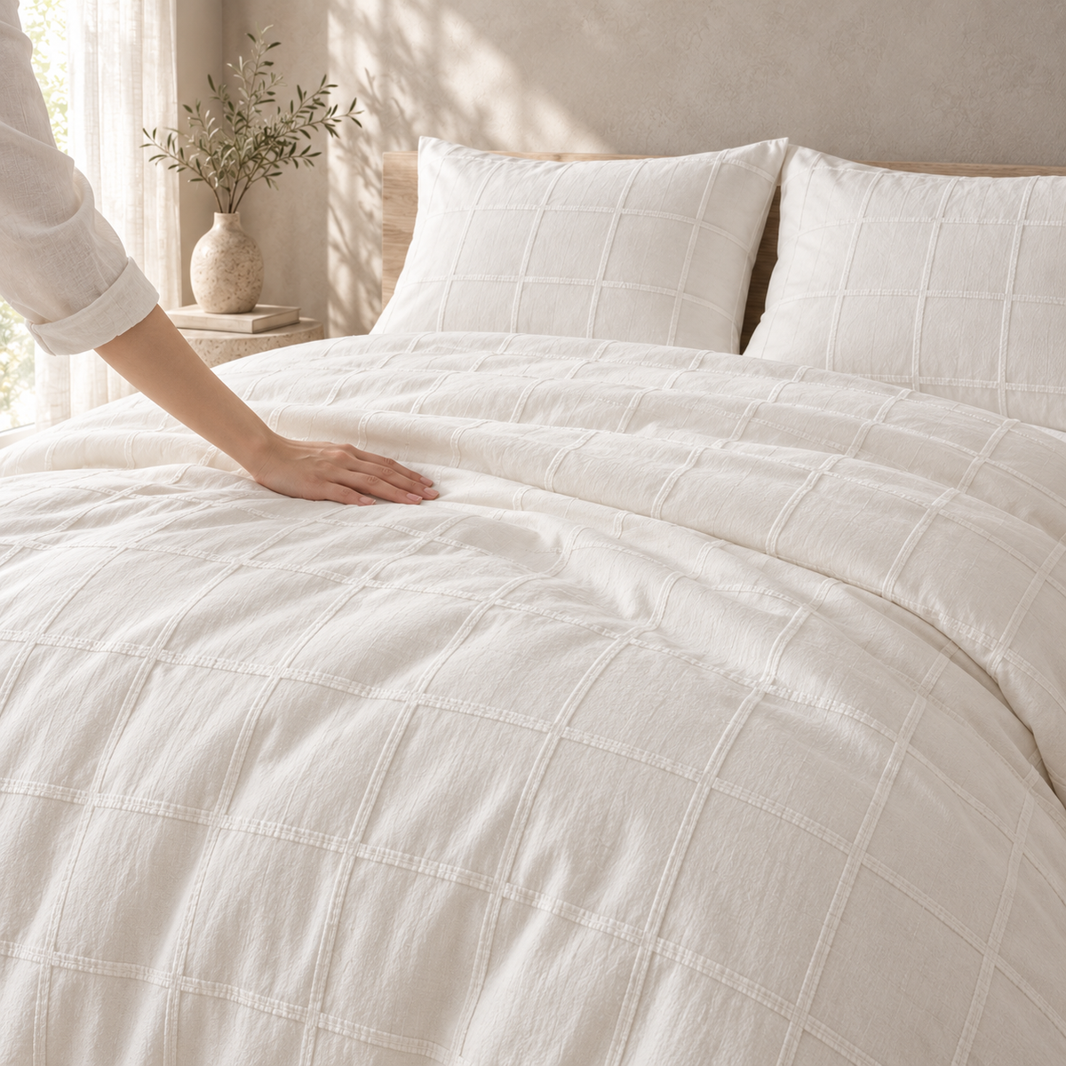 Celestine Cotton Jacquard Duvet Set lifestyle view