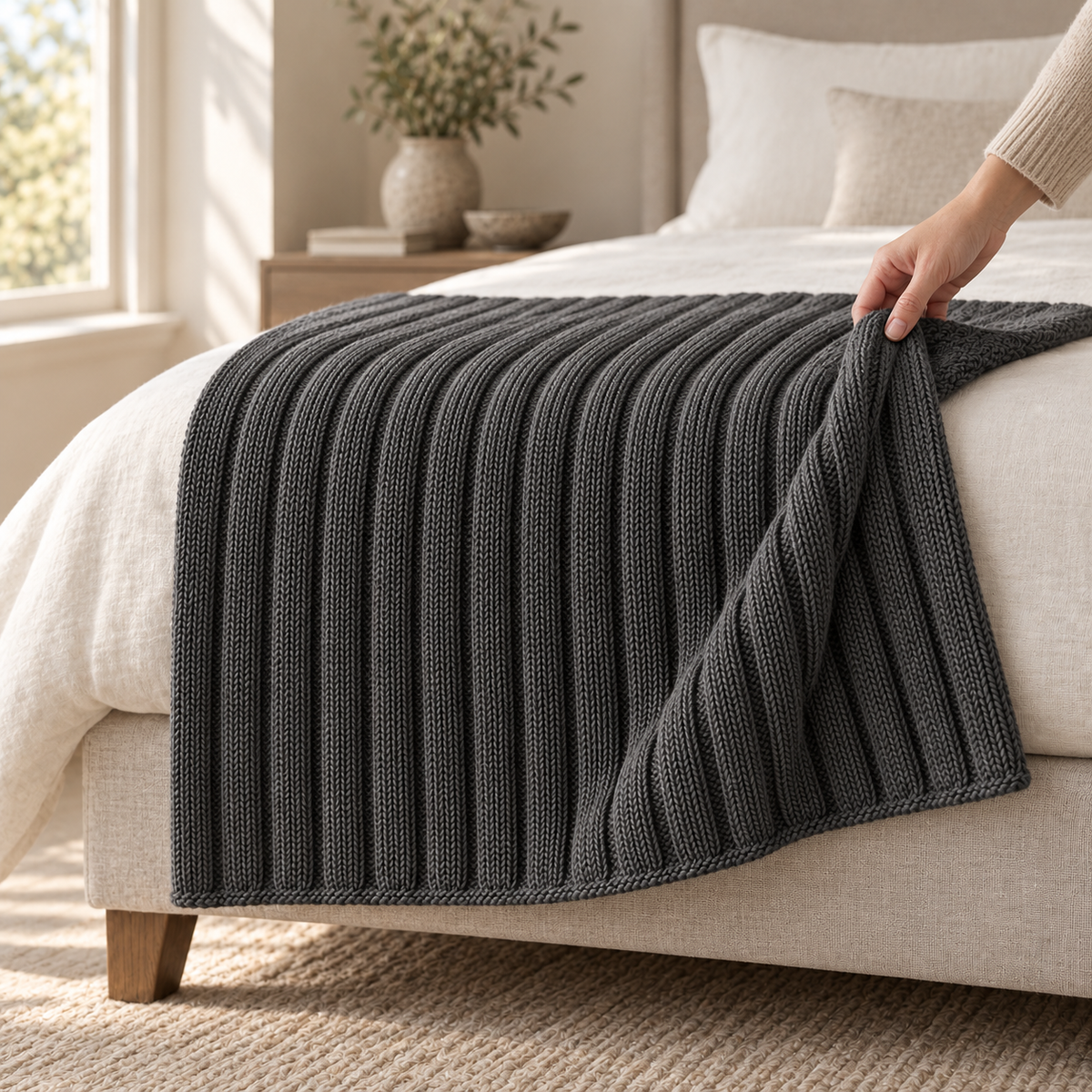 Nielle Rib Knit Throw lifestyle view